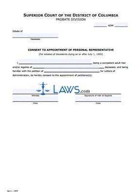 Consent to Appointment of Personal Representative