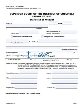 Statement of Account (and all attached sheets) and Order (updated May 2010)