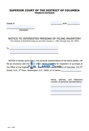 Notice to Interested Persons of Filing an Account