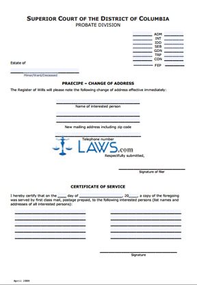 Praecipe - Change of Address