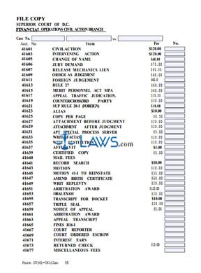 Civil Financial Transaction Sheet