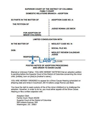 Posted Notice of Adoption Proceeding and Order to Show Cause