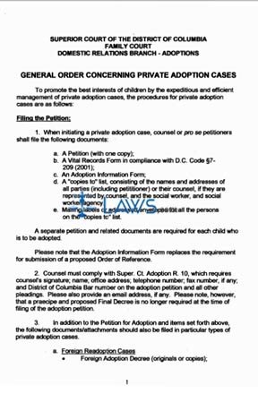 General Order Concerning Private Adoption Cases