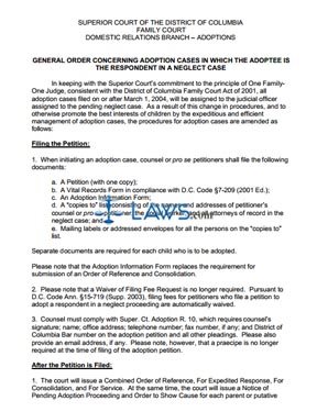 General Order Concerning Adoption Cases in Which the Adoptee is the Respondent in a Neglect Case