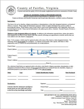 Affidavit Affirming Vehicle Ownership and Use