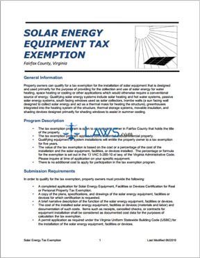 Solar Energy Equipment Tax Exemption Form