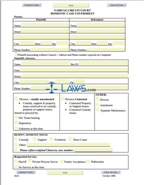 Form H-42 Domestic Case Coversheet