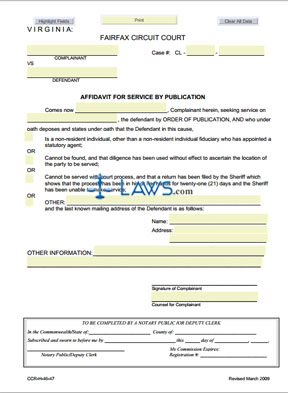 affidavit ccr publication form service laws print