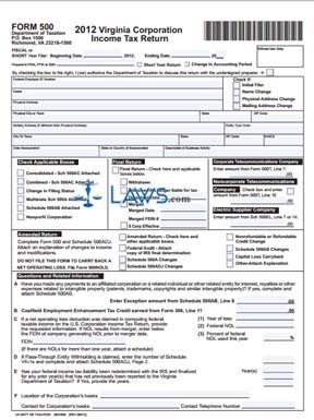 Form 500 Corporation Income Tax Return 