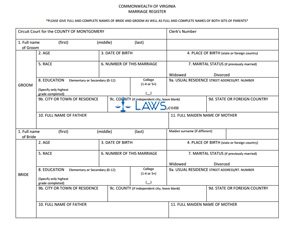 Form Marriage License Application-Montgomery County