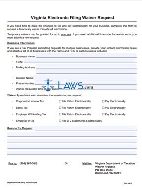 Electronic Filing Waiver Request