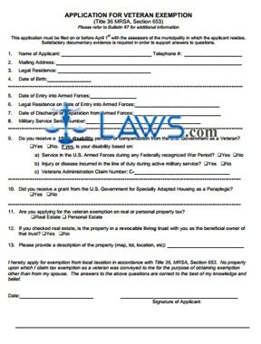 Form Application for Veteran Exemption