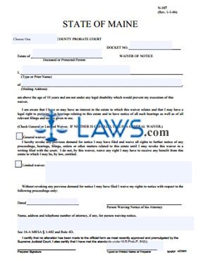 Form ME N-107 Waiver for Name Change