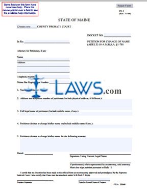 Form ME CN-1 Petition for Change of Name (Adult)
