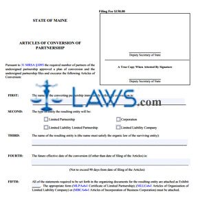 Form CONV - PART Articles of Conversion of Partnership 