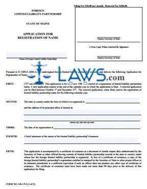 Form MLLP-2 Application for Registration of Name 