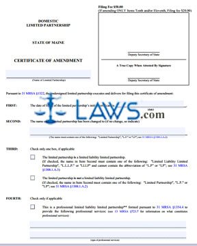 Form MLPA-9 Certificate of Amendment 