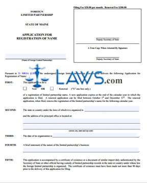 Form MLPA- 2(F) Application for Registration of Name 