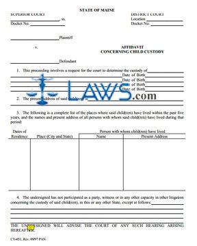 Form CV-051 Affidavit Concerning Child Custody