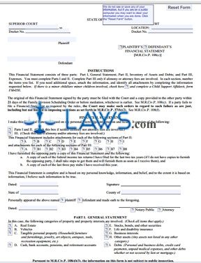 Form FM-043 Plaintiff/Defendant's Financial Statement
