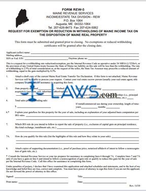 Form Rew-5 Request For Exemption Or Reduction In Withholding 