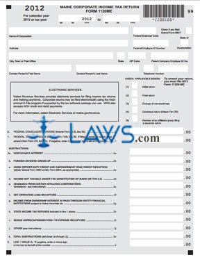 Form 1120Me Corporate Income Tax Form 