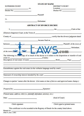 Form FM-171 Abstract of Divorce Decree 