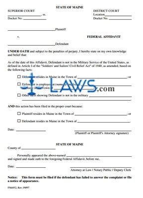 Form FM-052 Federal Affidavit 