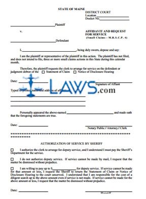 Form SC-006 Affidavit and Request for Service