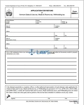 Form SMWA-1 Application for Refund