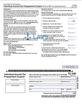 Form TC-546 Individual Income Tax Prepayment Coupon