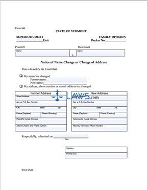 Form 846 Notice of Name Change or Change of Address