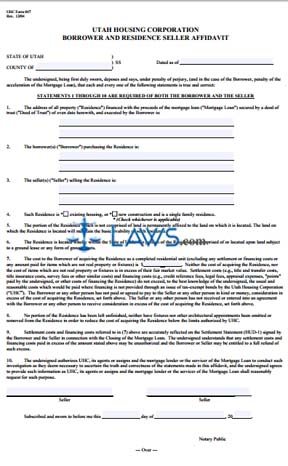Form 047 Borrower and Residence Seller Affidavit