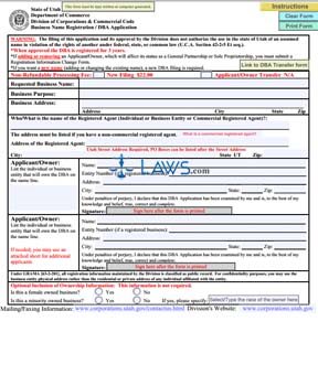 Form UT DBA Application (General partnership / Sole Proprietorship)  