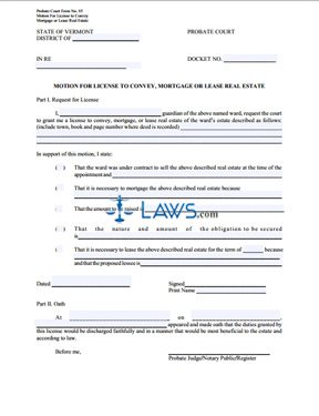 Form PC 085 Motion for License to Convey, Mortgage or Lease Real Estate