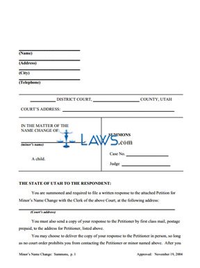 Form Name Change: Summons Minor