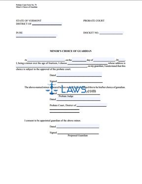Form PC 078 Minor's Choice of Guardian