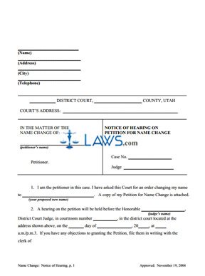 Form Name Change: Notice of Hearing Adult 