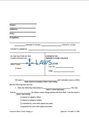 Form Consent to Minor’s Name Change