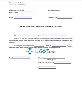 Form PC 077 Notice for Minor to Choose Guardian