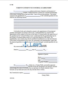 Form PC 070b Parental Consent to Custodial Guardianship