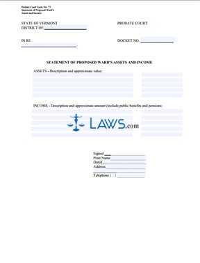 Form Statement of Proposed Ward's Assets and Income