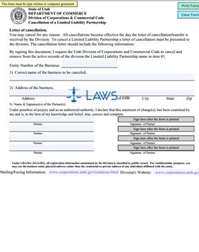 Form Letter of Cancellation (LLP) 