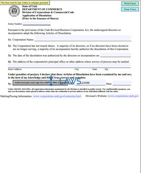 Form Articles Of Dissolution (Prior To The Issuance Of Shares) (Profit Corporation) 