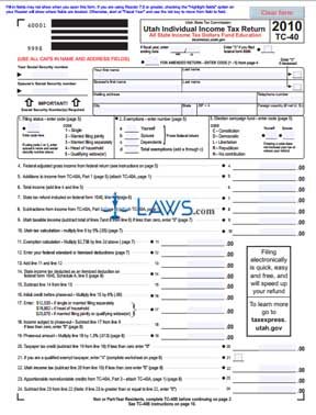 Form TC-40 Utah Individual Income Tax Return 