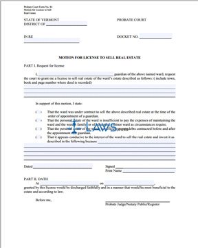 Form PC 084 Motion for License to Sell Real Estate