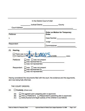 Form Order on Motion for Temporary Order