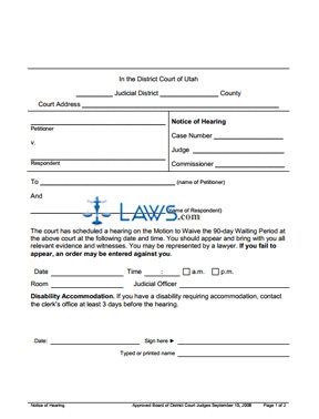 Form Notice of Hearing