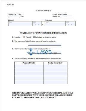 Form 849 Statement of Confidential Information