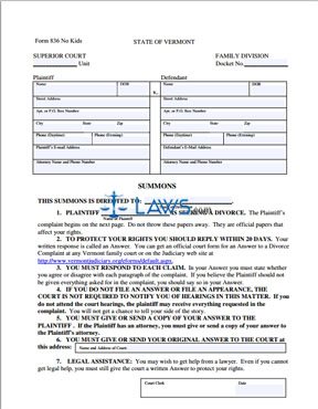 Form 836 No Kids Complaint for Divorce Without Children